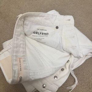 GRLFRND Classic White Denim Shorts
